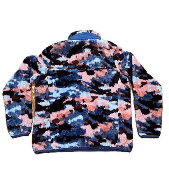 L.L. Bean Camouflage Fleece Pullover Pink Blue Maroon Size Small - Picture 2 of 7
